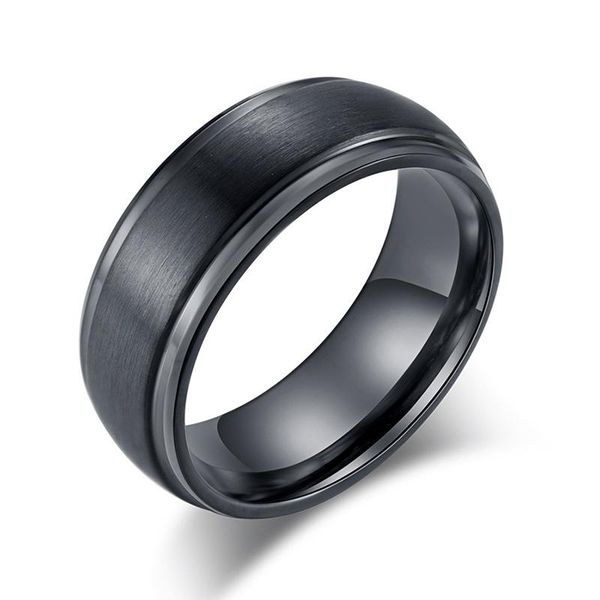 

cluster rings quality titanium ring for men silver black cool stainless steel punk matte 8mm wedding band, Golden;silver