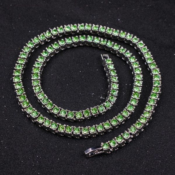 

chains 5mm europe and america style silver color iced out hip hop bling crystal tennis chain necklace rap jewelry