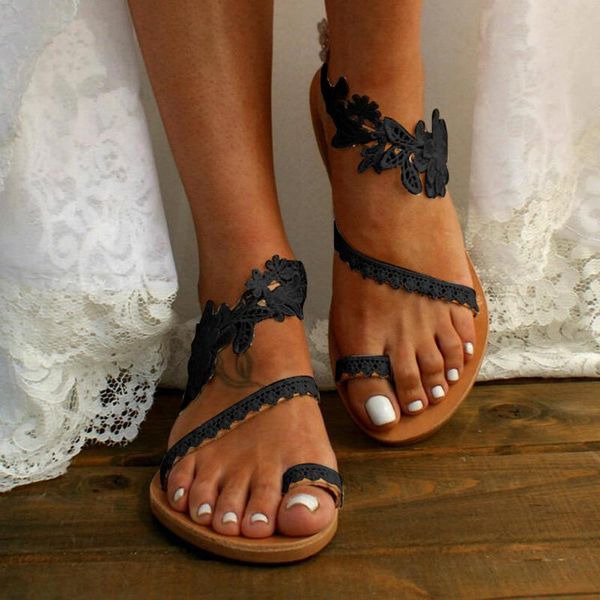 

sandals 2021 summer for women slip-on flat shoes female japanese style lolita wedding open toe beach, Black
