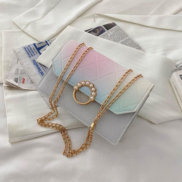 

evening bags qyahlybz band gradient ladies small square shoulder 2021 summer fashion chain decoration female messenger crossbody