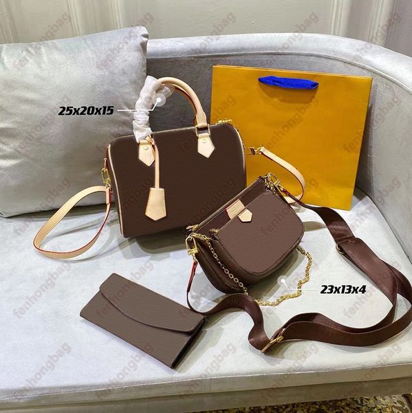 

designer fashion woman shoulder bags three-piece totes handbag genuine leather classic pattern design super large capacity gifts 067