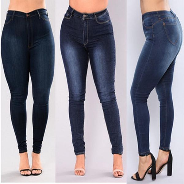 

women's jeans large size 3xl - 7xl hips 126cm high waist stretch slim fit version fashion denim feet pants 3 colors available, Blue
