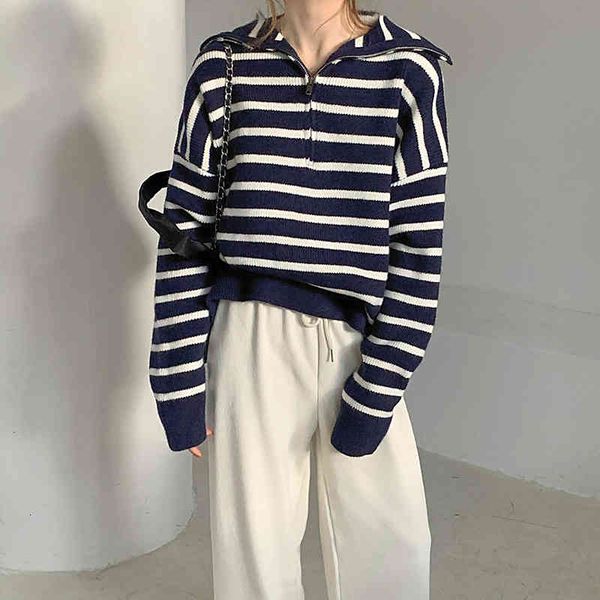 

hoodie elegant woman a collar with knitted or crocheted waistcoats autumn sweaters outwear striped retro warm sweater, Black