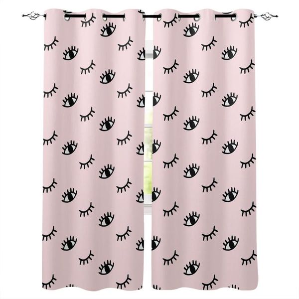 

eyelash pink cartoon eye window curtain living room kitchen panel blackout curtains for bedroom & drapes