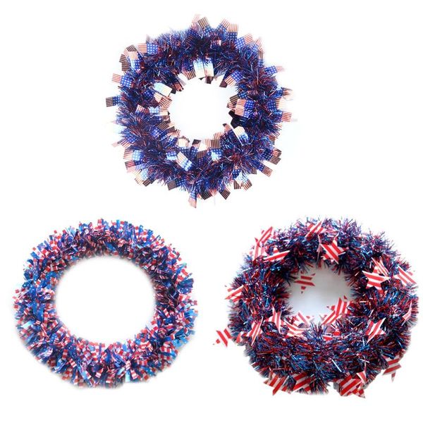 

decorative flowers & wreaths usa memorial labor day patriotic flag garland independence 4th of july 12inch round wreath handcrafted plastic