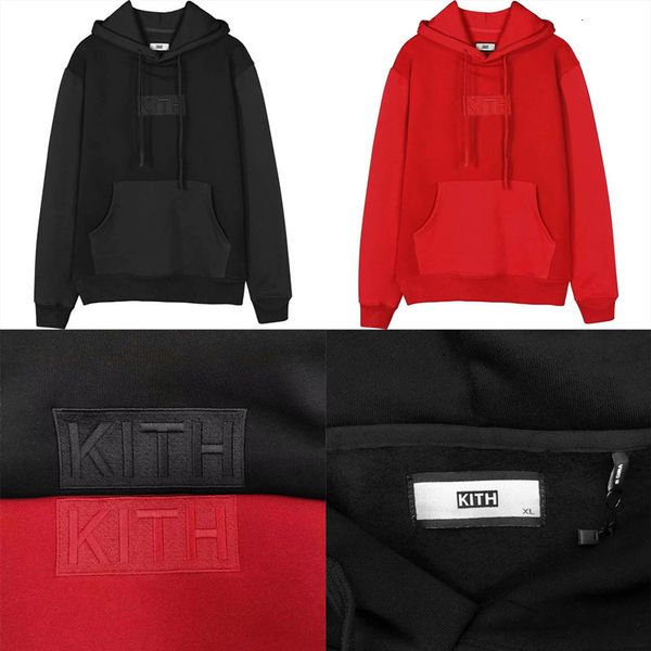 

hoodies fw box embroidery hoodie hoody men women 1:1 quality cotton red black pullover kith sweatshirt