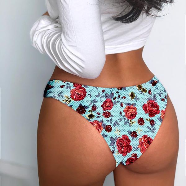 

women's panties women butterfly flower print seamless briefs g-string thongs low-waist underwear female underpants, Black;pink