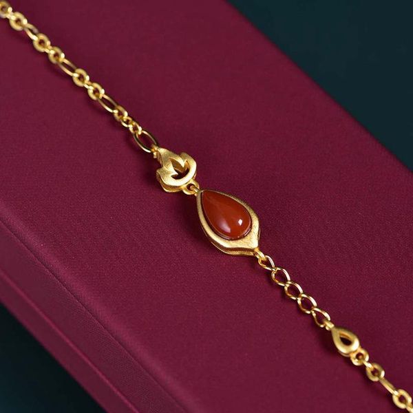 

other bracelets selling chinese wind gifts bracelet with certificate of 925 ancient silver plating mosaic droplets south red, Golden;silver