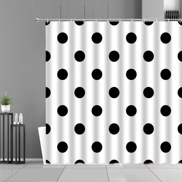 

black round wave dot shower curtain geometric plaid cartoon children bathroom curtains modern simple home decor hooks screen set