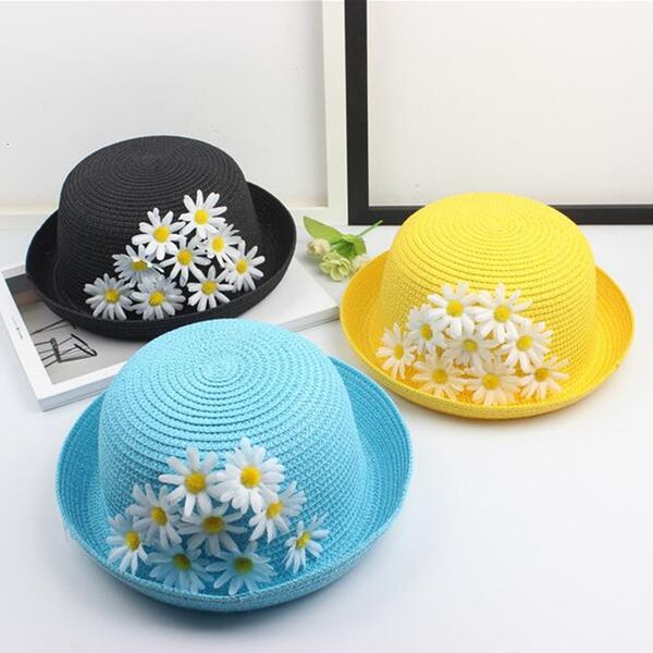 

wide brim hats fashion flowers parent-child cap womens and child straw beach classic ladies summer womans ltgp, Blue;gray