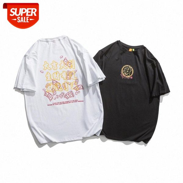 

mansclot creative print round neck short sleeve t-shirt male half couple #c79b, White;black