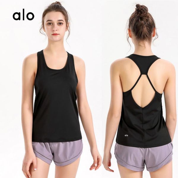

yoga outfit alo women short vest elastic quick-drying sweat-absorbent self-cultivation sports running fitness clothes t-shirt gym top