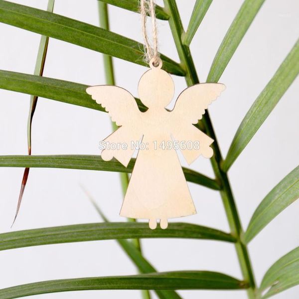 

christmas decorations 50pcs blank unfinished wooden angel tree tags with strings ,christmas shape ,diy crafting wood laser cut gifts1