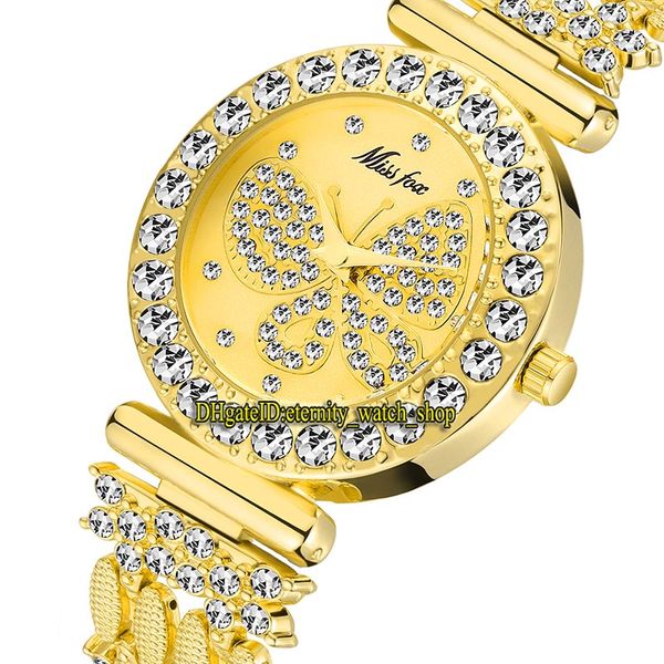 MISSFOX eternity 2030 Leisure Fashion Lady Orologi CZ Diamanti intarsiati Modello a farfalla Quadrante Movimento al quarzo Orologio da donna Cassa in lega Bracciale in oro con diamanti