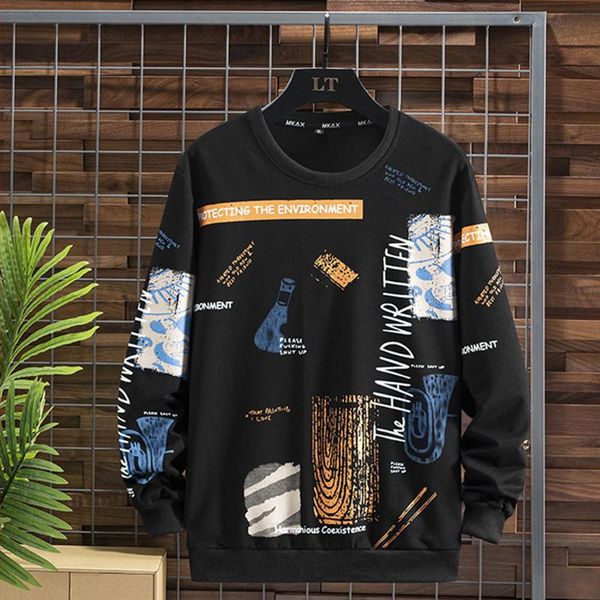 

men's hoodies & sweatshirts asian size 2021 streetwear pullovers hip hop men spring oversize sweatshirt male clothing, Black