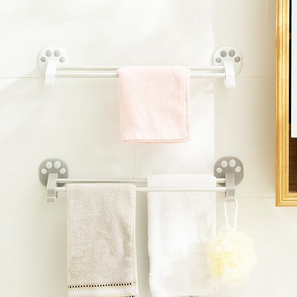 

towel racks punch-rack toilet bar hook bathroom hanger wall-mounted shelf double rod material aluminum