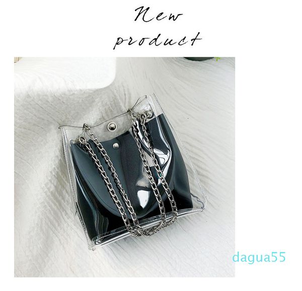 

explosion models transparent bag chain bucket bag female summer new korean casual child single shoulder messenger bag