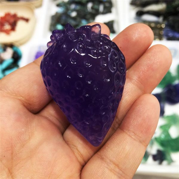 

decorative objects & figurines 1pcs lovely natural colored fluorite crystal hand carved crafts plants small strawberry christmas gifts