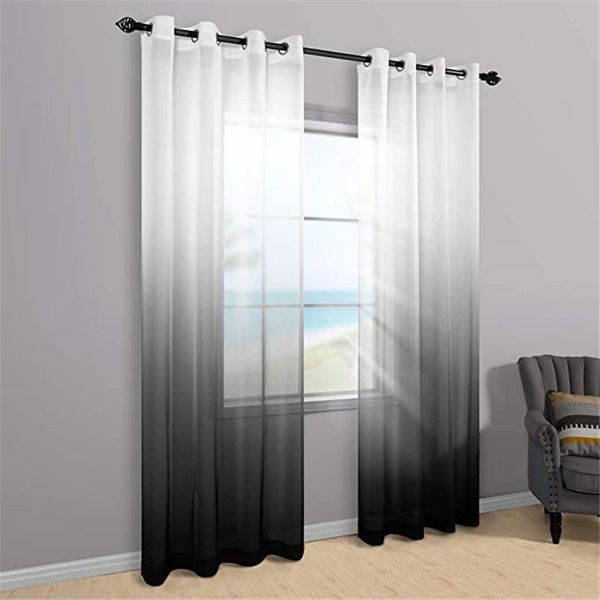 

curtain & drapes black linen tulle curtains for living room gradient semi voile bedroom eyelet princess