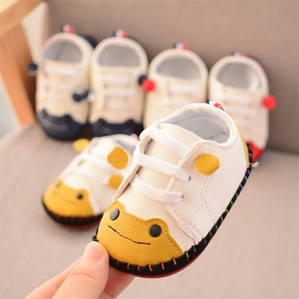 Baby Jungen Mädchen Erste Wanderer Frühling Herbst Neue Kleine Frosch Nähen Tasche Kleinkind Schuhe Gummi Sohle Baby Schuhe 210326