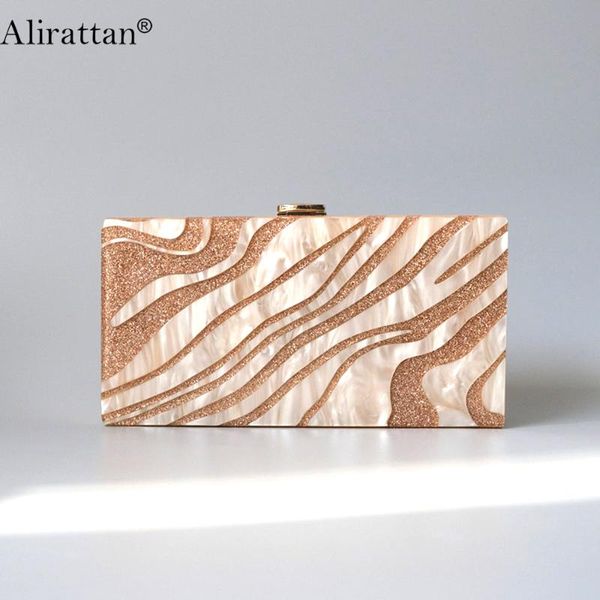 

golden stripes sequin acrylic clutch bags for women 2021 ladies handbags fashion all-match dinner evening