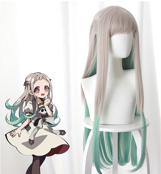 

theme costume 80cm anime jibaku shounen hanako kun cosplay wigs nene yashiro long heat resistant synthetic hair party wigs, Black;red