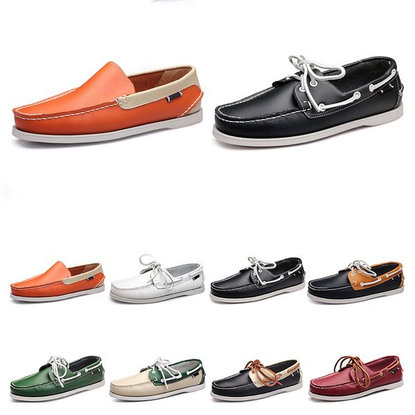 

110 mens casual shoes leather british style black white brown green yellow red fashion outdoor comfortable breathable