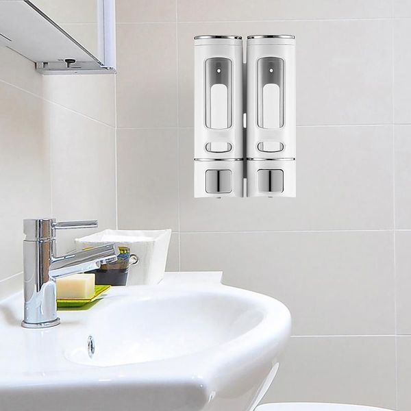 

liquid soap dispenser double bathroom hand touch pump wall mounted detergent shampoo for