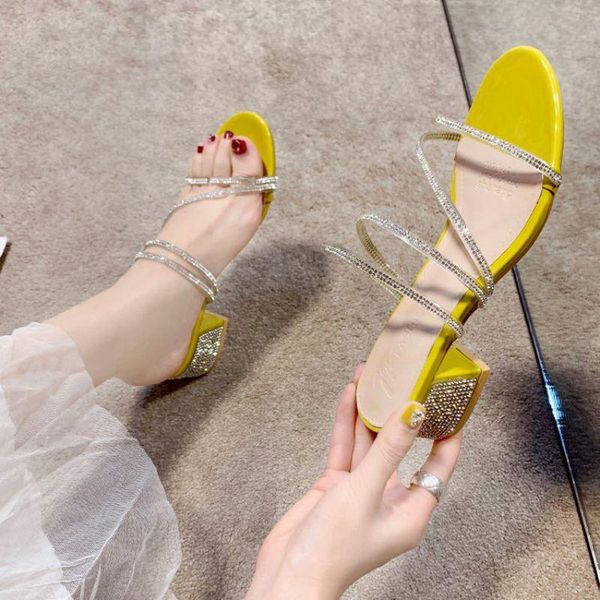

sandals 2021 summer women's outer wear diamond thick heel two high heels youth, Black