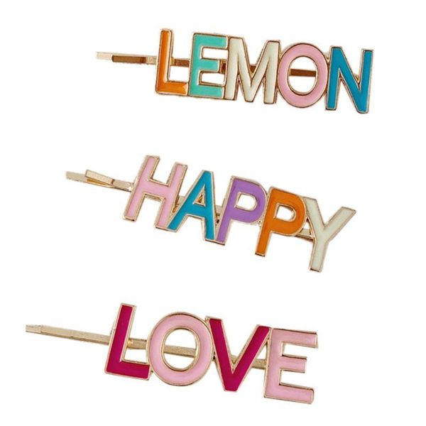

hair accessories 3pcs/set korean sweet candy color clip women girls happy lemon love letters bobby pins summer holiday decorative barrettes