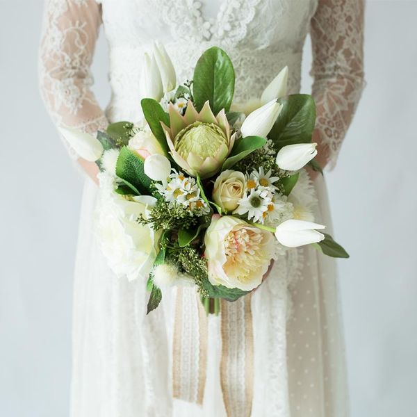 

wedding flowers sesthfar bouquet for bride silk artificial rose ramo de novia 2021 bridal accesorios