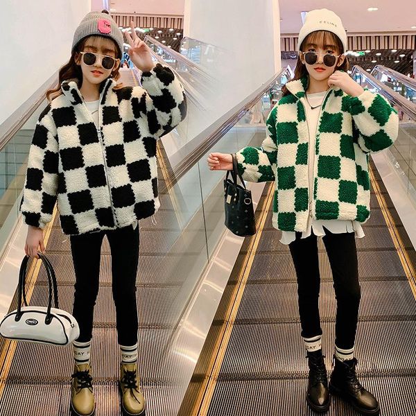 

jackets girls coat jacket thicken plus velvet 2021 vintage winter autumn cottonÂ plus size overcoat children's clothe, Blue;gray