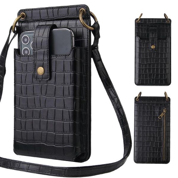 

cell phone pouches 5.5-6.5-6.7-6.9inch universal double check neck strap sleeve pouch messenger bag case cover gifts for girls