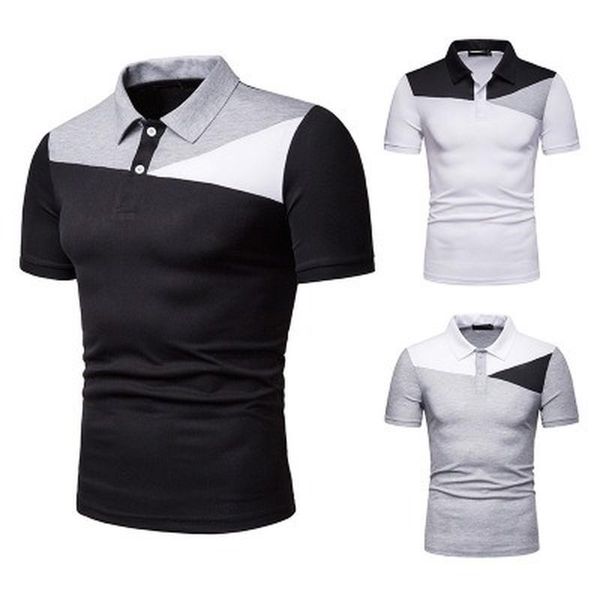 

men's polos shirt summer foreign trade fashion european size casual short-sleeved t-shi p023, White;black