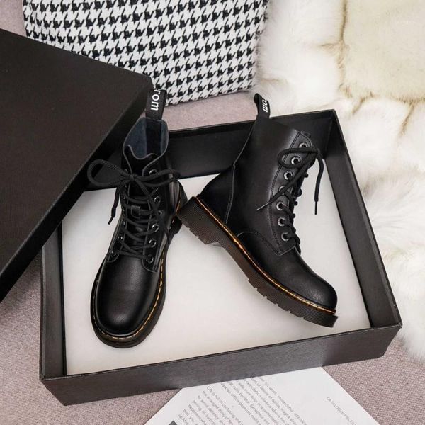 

boots leather british wind locomotive middle tube short casual versatile women's1, Black