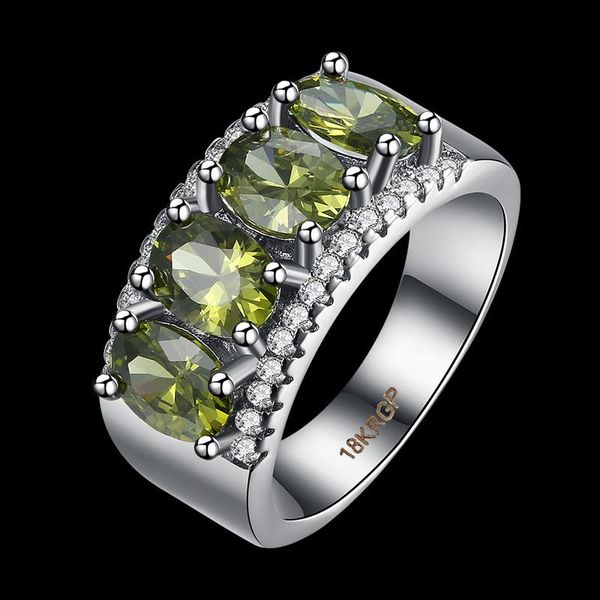 

wedding rings engagement ring fashion jewellery green cubic zirconia silver color overlay for women size 6 7 8 9 ar2033, Slivery;golden