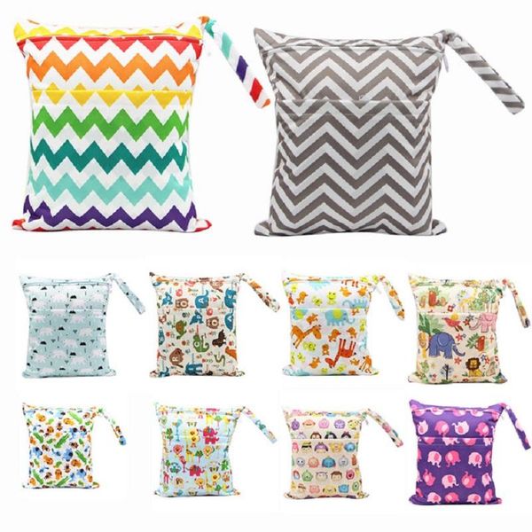 

diaper bags baby wet bag waterproof mommy nappy for stroller reusable portable born infant double pocket zippered 30*36cm