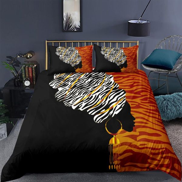 

bedding sets african woman set design abstract duvet cover  king size home textiles black and white bedclothes 2/3pcs