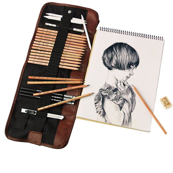 

21/29 Pcs Wood Professional Sketching Pencil Set Painting Drawing Kit For Painter Artist Students Art Supplies School Stationery, 21pcs