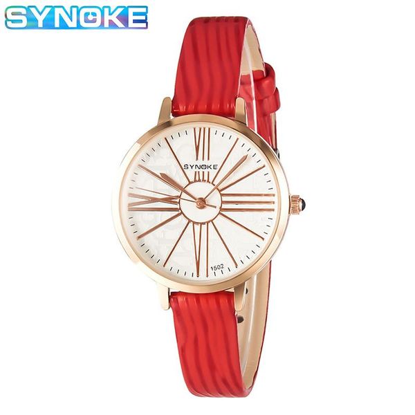 

wristwatches synoke women watches 2021 fashion pattern red purple black quartz watch ladies zegarek damski relojes para mujer, Slivery;brown