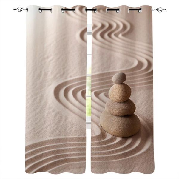 

zen garden stones sand window curtains living room fabric drapes curtain home decor for bedroom &