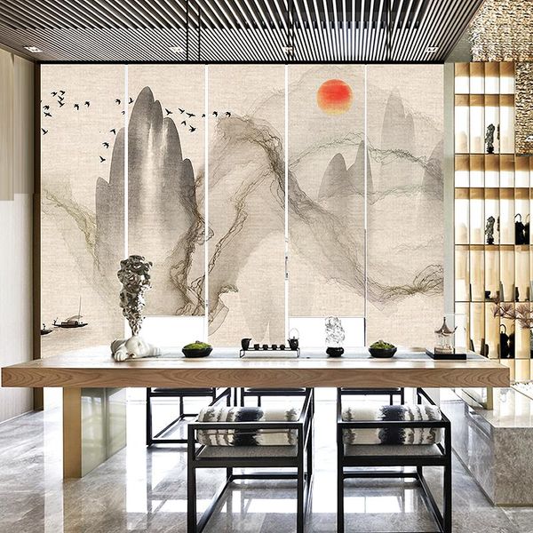 

blinds chinese style linen roller blind partition curtain soft japanese tea room roll pull-style living zen