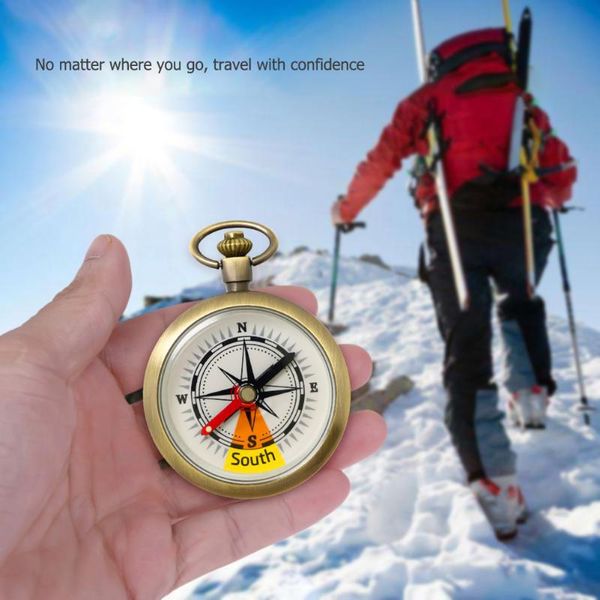 

vintage bronze compass pocket watch design outdoor hiking navigation kid gift retro metal portable gadgets