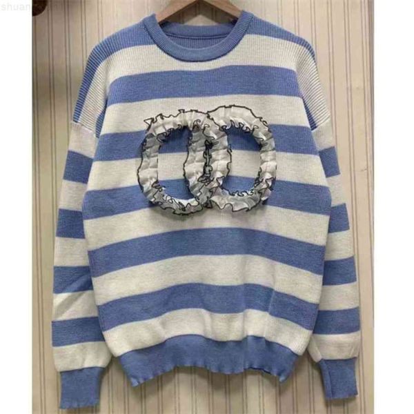 

designer clothes women wool knitted sweater shirt brand round neck pullover sweaters letter logo stripes jacket womens long sleeve hoodies c, White;black