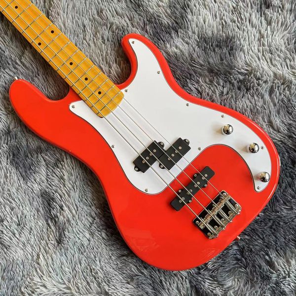 

custom 4 strings fd precision bass metal red bass guitar