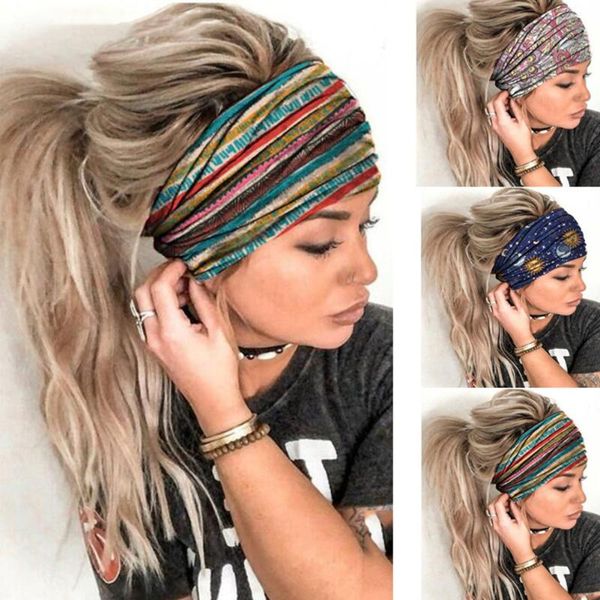 

bohemian wide print stretch headbands women headwrap turban headwear bandage hairbands bandanna hair accessories