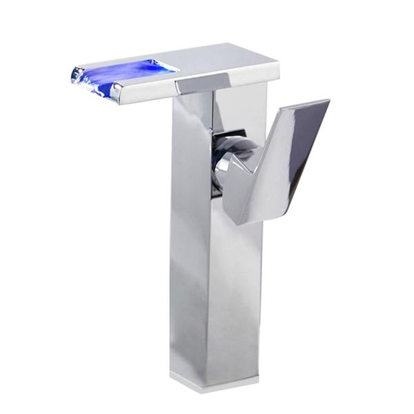 

basin led light single handle modern hydroelectric power temperature color changing waterfall bathroom faucet sink lavatory home faucets
