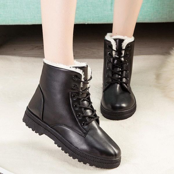 

boots 2021 ladies snow winter waterproof non-slip fur warm thick-soled, Black