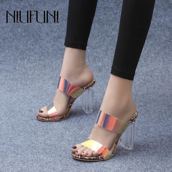 

thick high-heeled women's sandals transparent straps crystal heels shoes open-toed snake print colorful slippers, Black