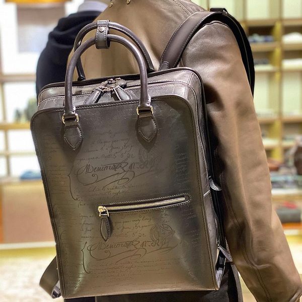 

premier jour scritto leather backpack leathercraft men's genuine vintage utility rubbed cinched backpack with buckle closures